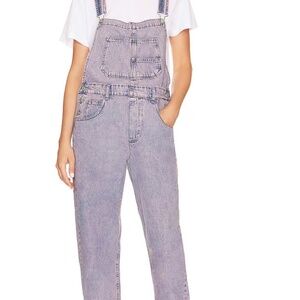 Free People Ziggy Overalls denim jeans Pink Dreams